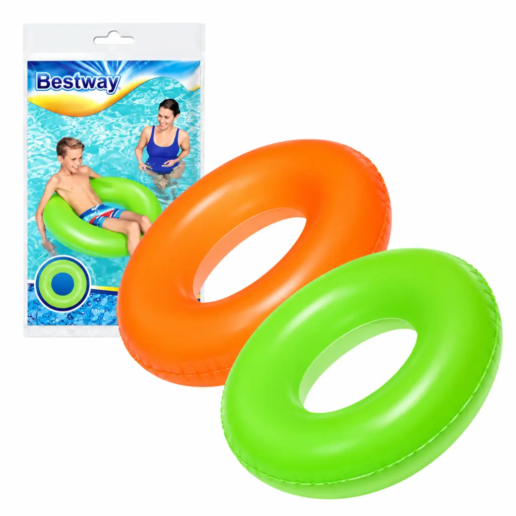 Embalaje Bestway con flotadores coloridos.webp
