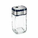 Tarro de especias de vidrio con tapa azul y acero.webp