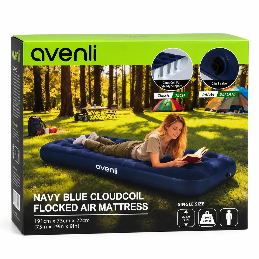 Caja de colchón inflable Avenli en camping.webp