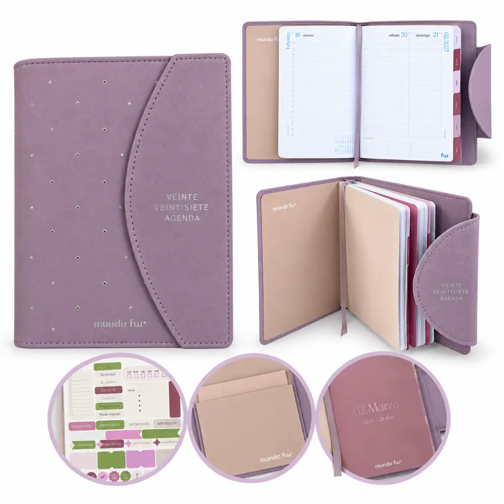 Collage de agenda lavanda 2027 Mundo FW.webp