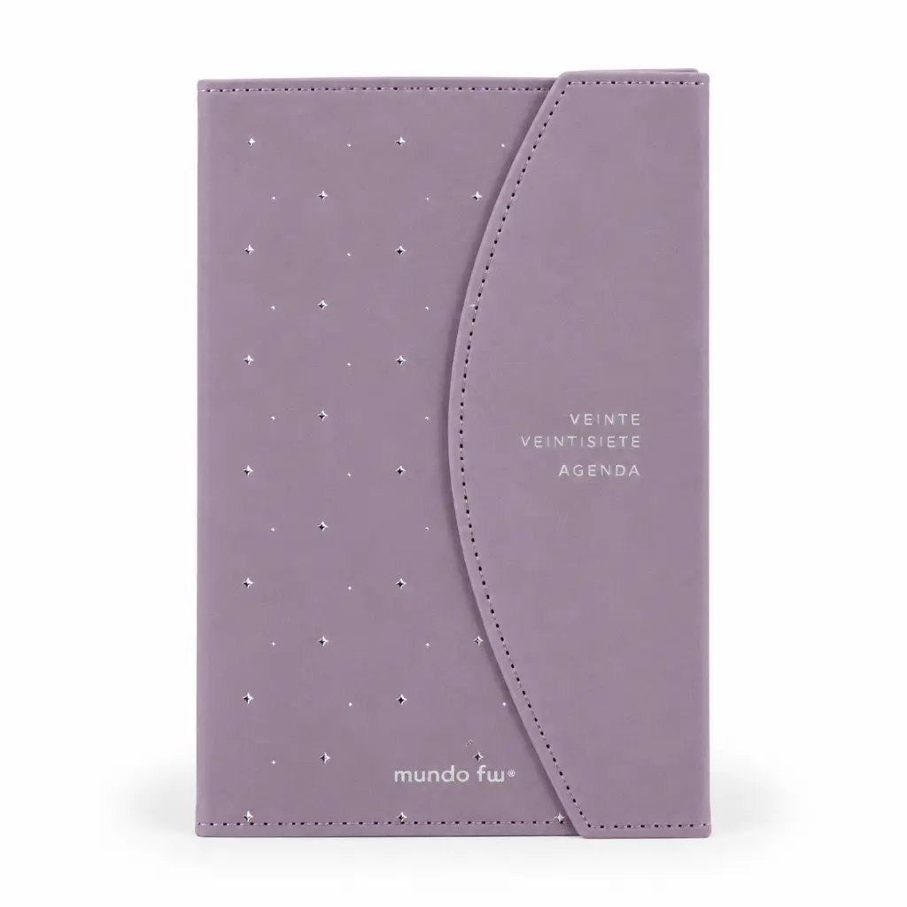 Agenda lila con detalles estrellados.webp