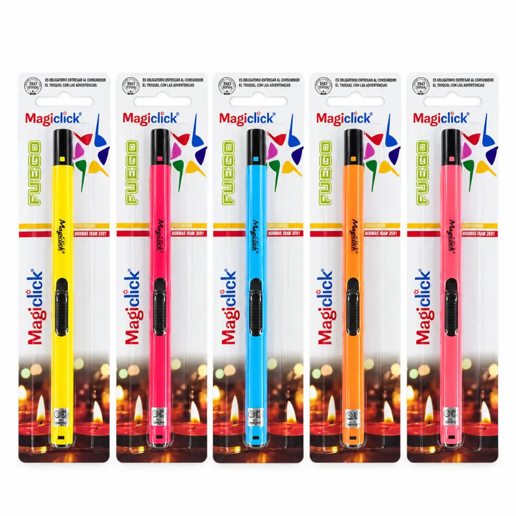 Cinco encendedores Magiclick FUEGO.webp