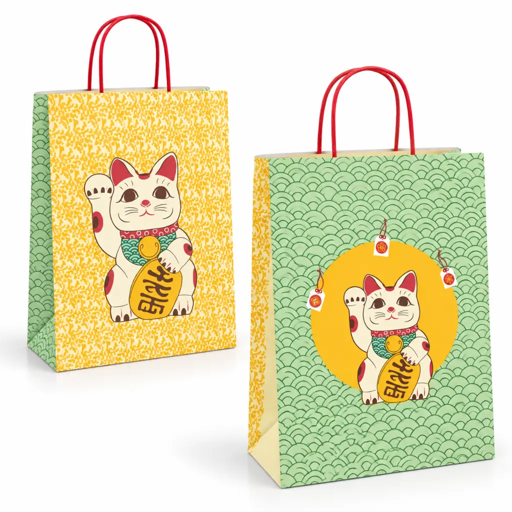 Bolsas de regalo con gatos de la suerte.webp