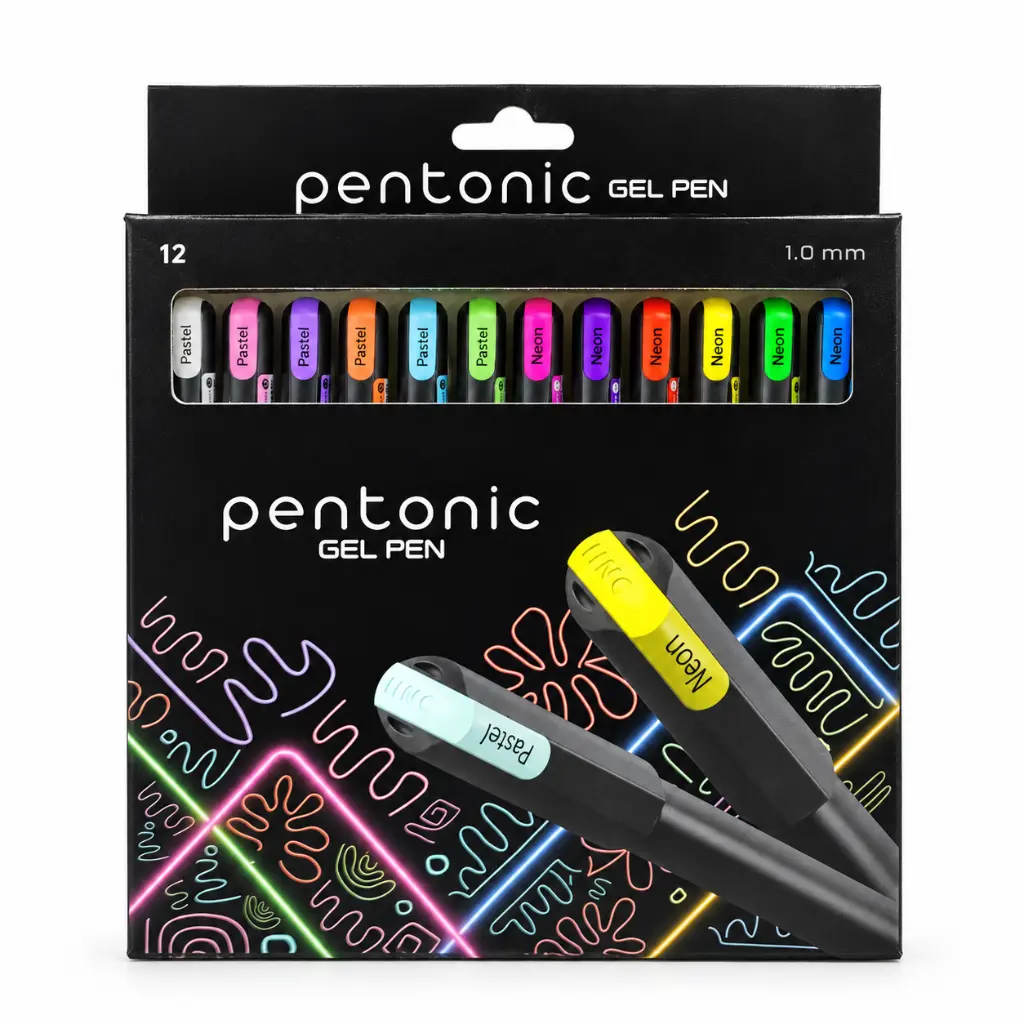 Caja de bolígrafos de gel pentonic multicolor.webp