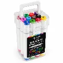 Estuche transparente con marcadores multicolor.webp