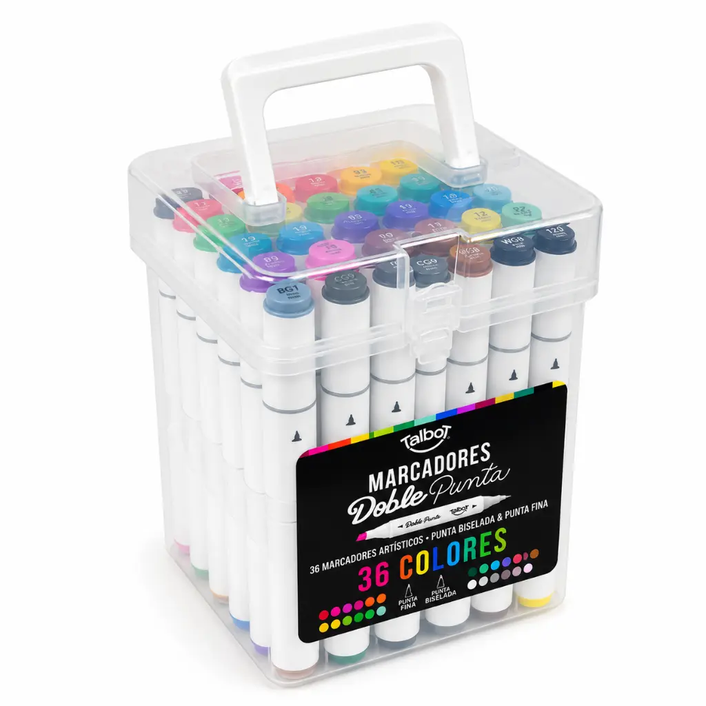 Estuche de 36 marcadores Talbot en colores vibrantes.webp