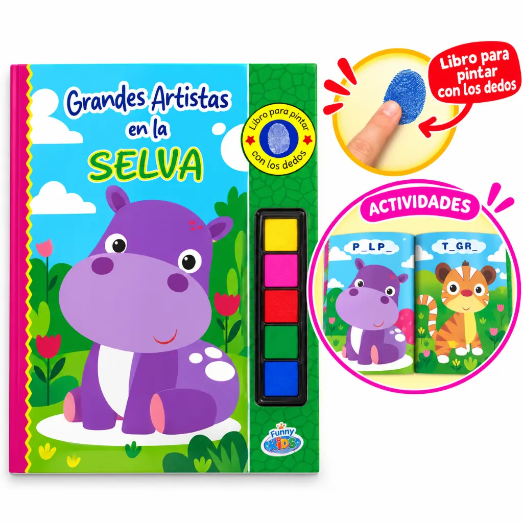 Kit infantil de pintura con dedos en la selva.webp