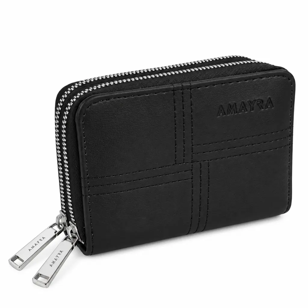 Cartera negra AMAYRA con doble cremallera.webp