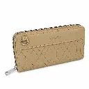 Cartera beige AMAYRA con cremallera y acolchado geométrico.webp