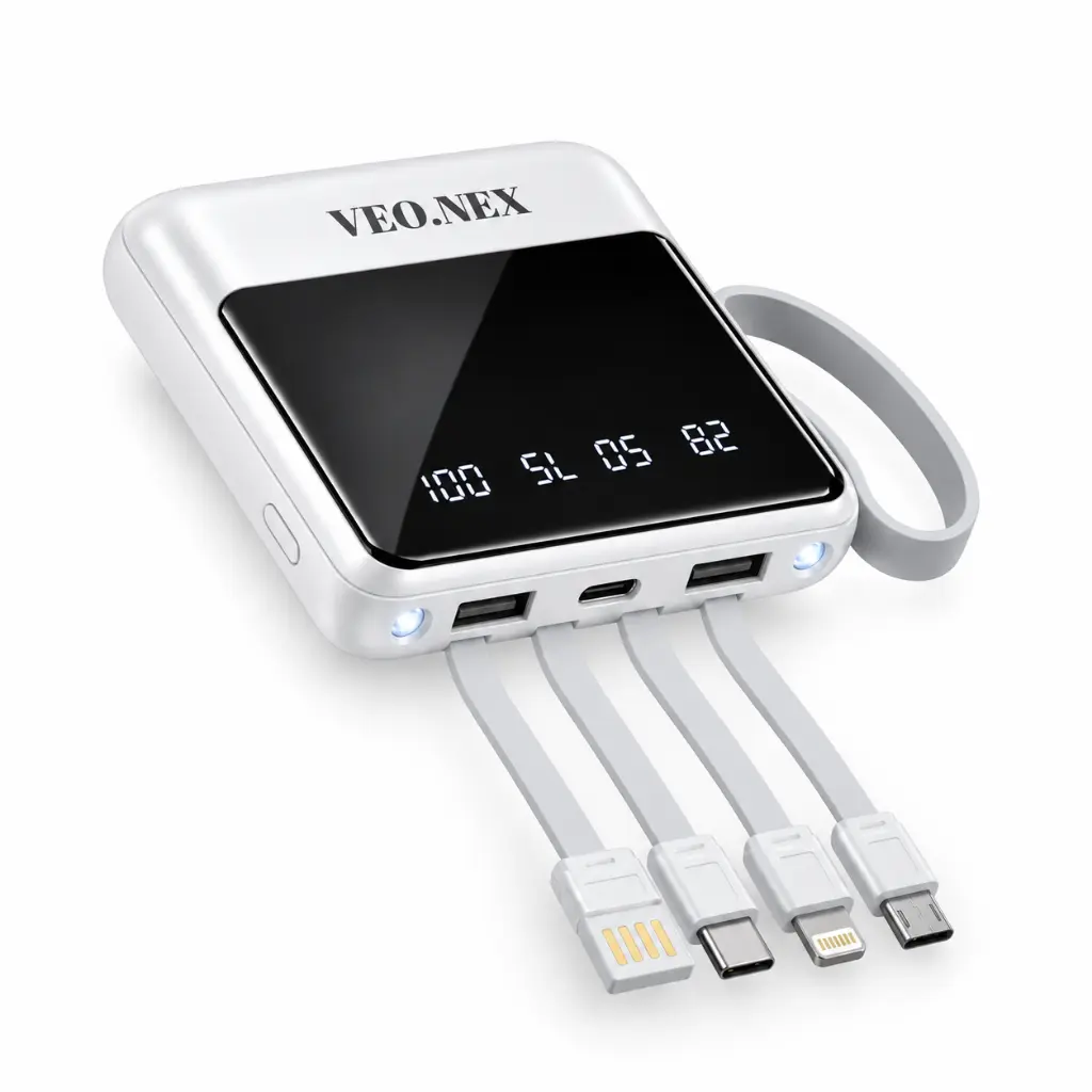 Batería blanca VEO.NEX con cables integrados.webp
