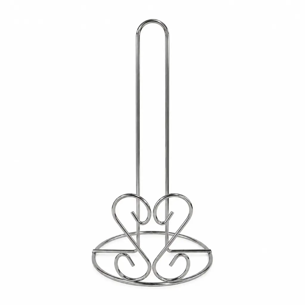 PORTA ROLLO DE COCINA CORAZON PLATA METALICO ( 2397-35 )
