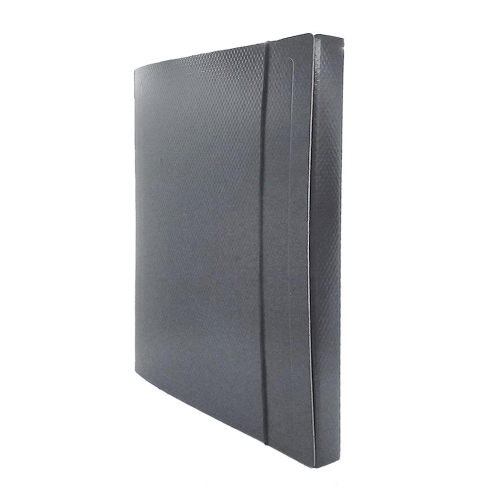 CAJA 3 SOLAPAS OFICIO FIBRA NEGRA C/ ELASTICO LOMO 2.5CM