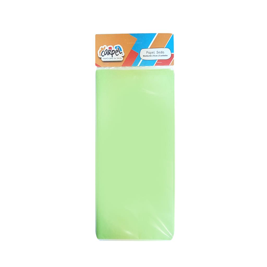 PAPEL SEDA VERDE MANZANA 50CM X 70CM X5 E/ BL