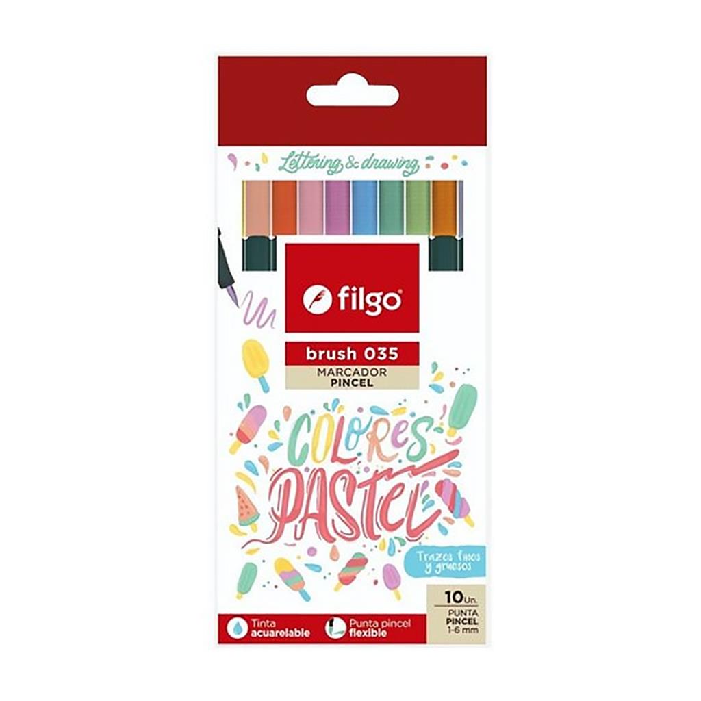 MARCADOR PINCELTSFILGO PASTELTS1-6MM X10U E/BL