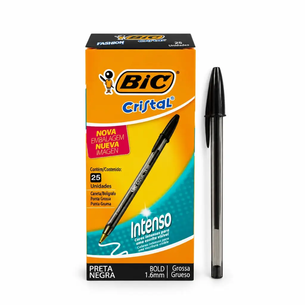 &LAPICERA BIC CRISTAL INTENSO NEGRA 1.6 MM