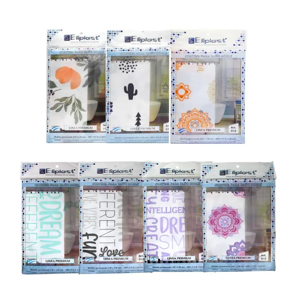 CORTINA P/ BAÑO PREMIUM 180 x 180cm C/ 12 GANCHOS ( 012 )