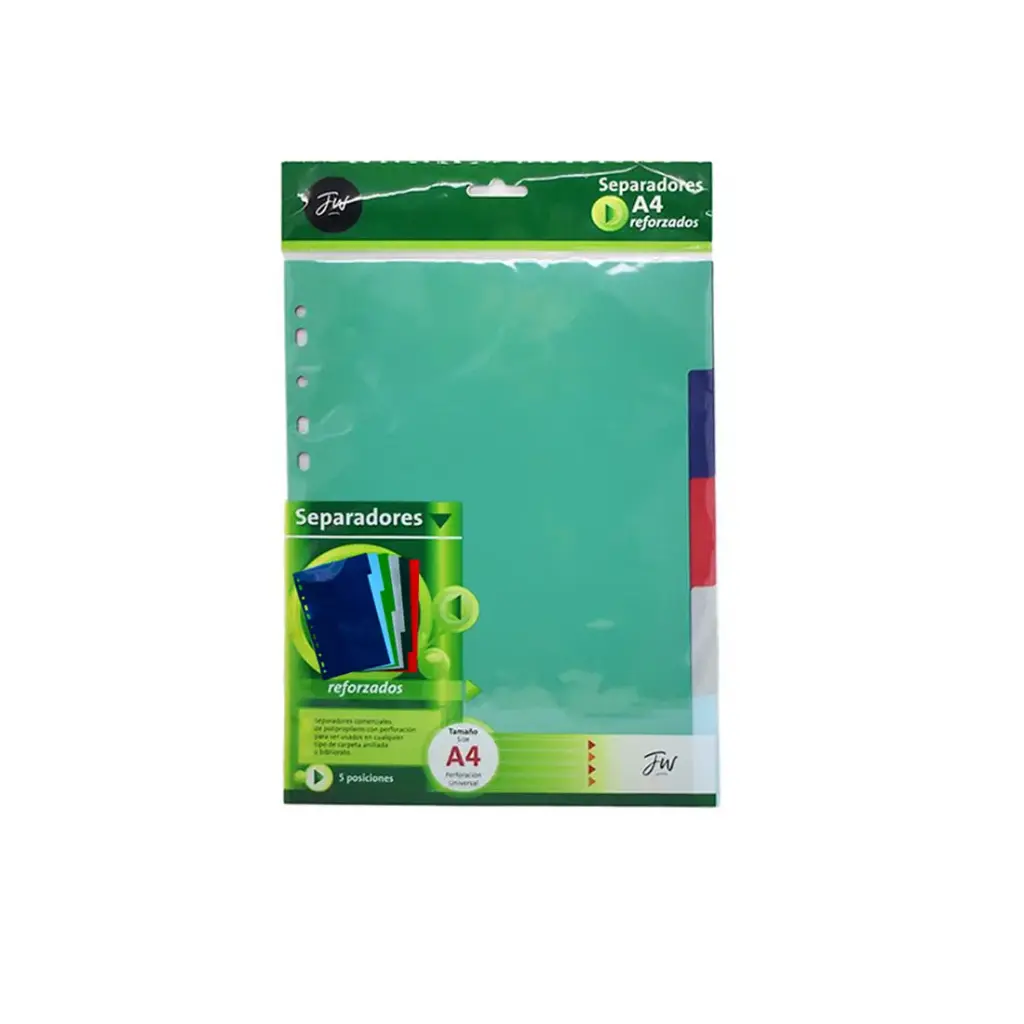 ASIGNATURA FW A4 PLASTICO COLOR C/LENGUETA X5 E/BO ( 999589 ).