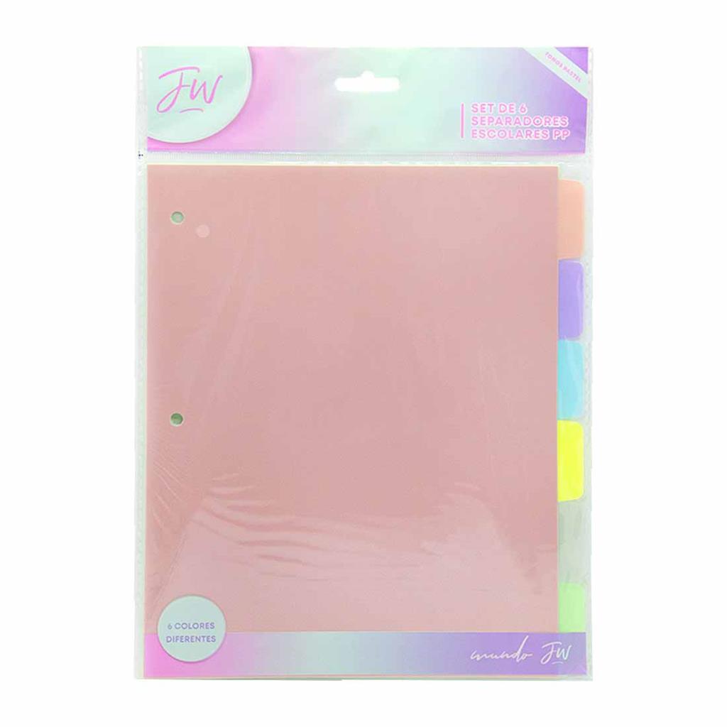ASIGNATURA FW N°3 MULTICOLOR PLASTICA PASTEL ROSA C/ LENGUETA x6