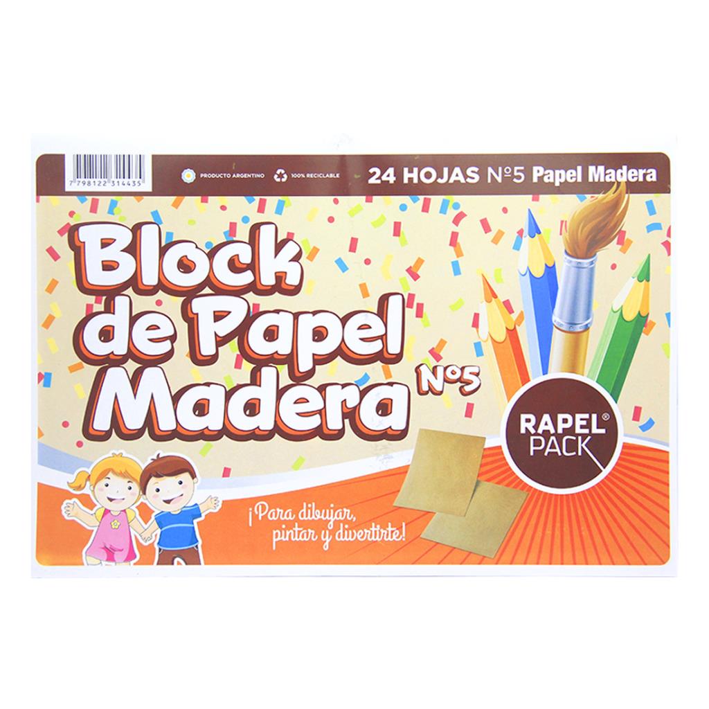 BLOCK DE DIBUJO PAPEL MADERA N°5 X 24HJS