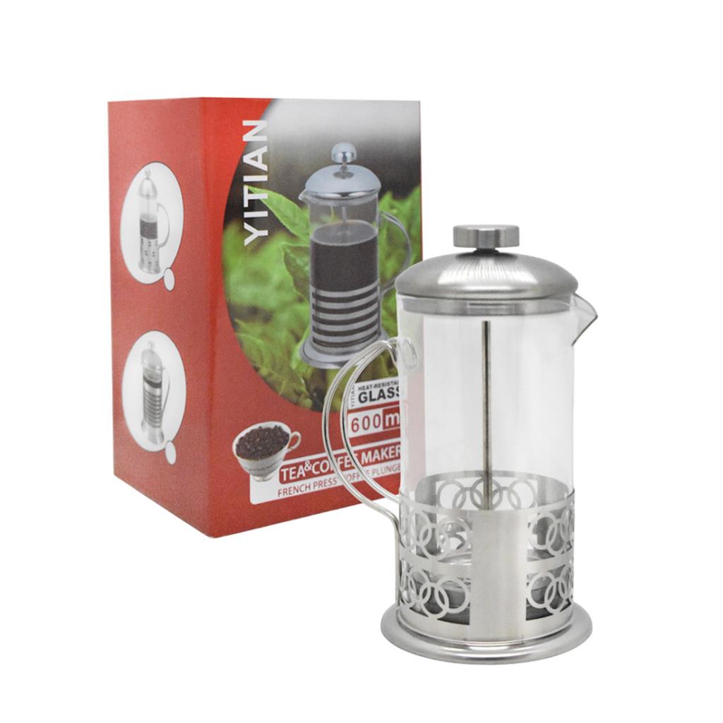 CAFETERA C/ EMBOLO DISEÑO 600ML E/CJ