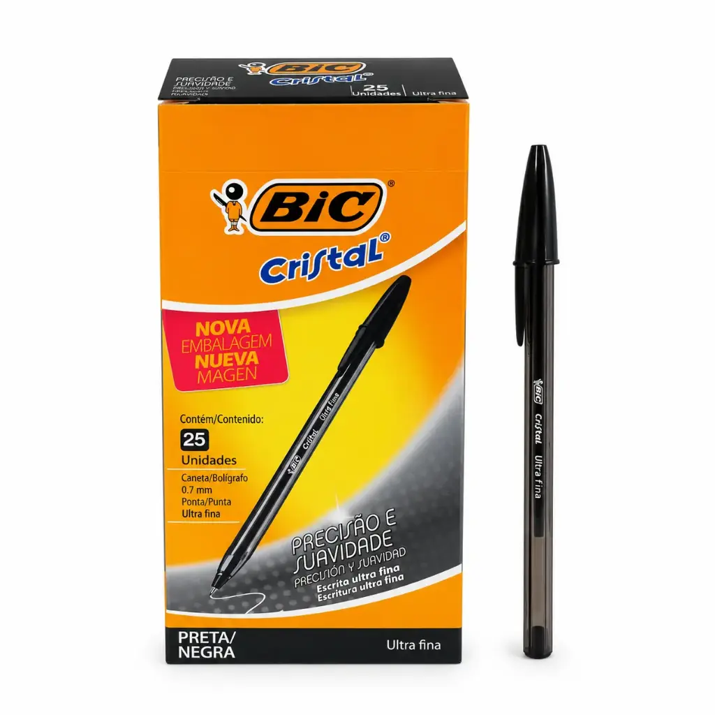 &LAPICERA BIC CRISTAL ULTRA FINE NEGRO 0.7 MM
