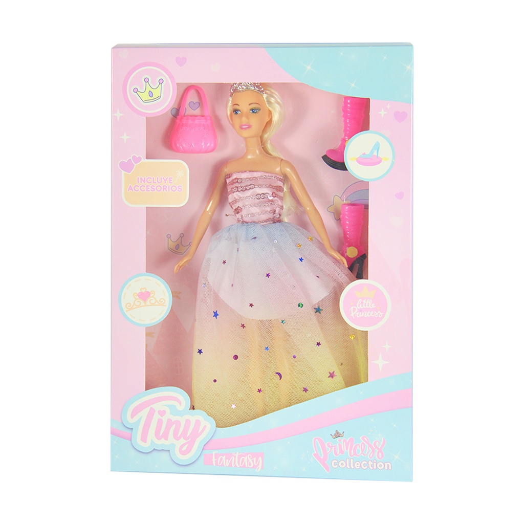 MUÑECA TINY PRINCESS C/ ACCESORIOS E/ CJ ( 60585/53392 )