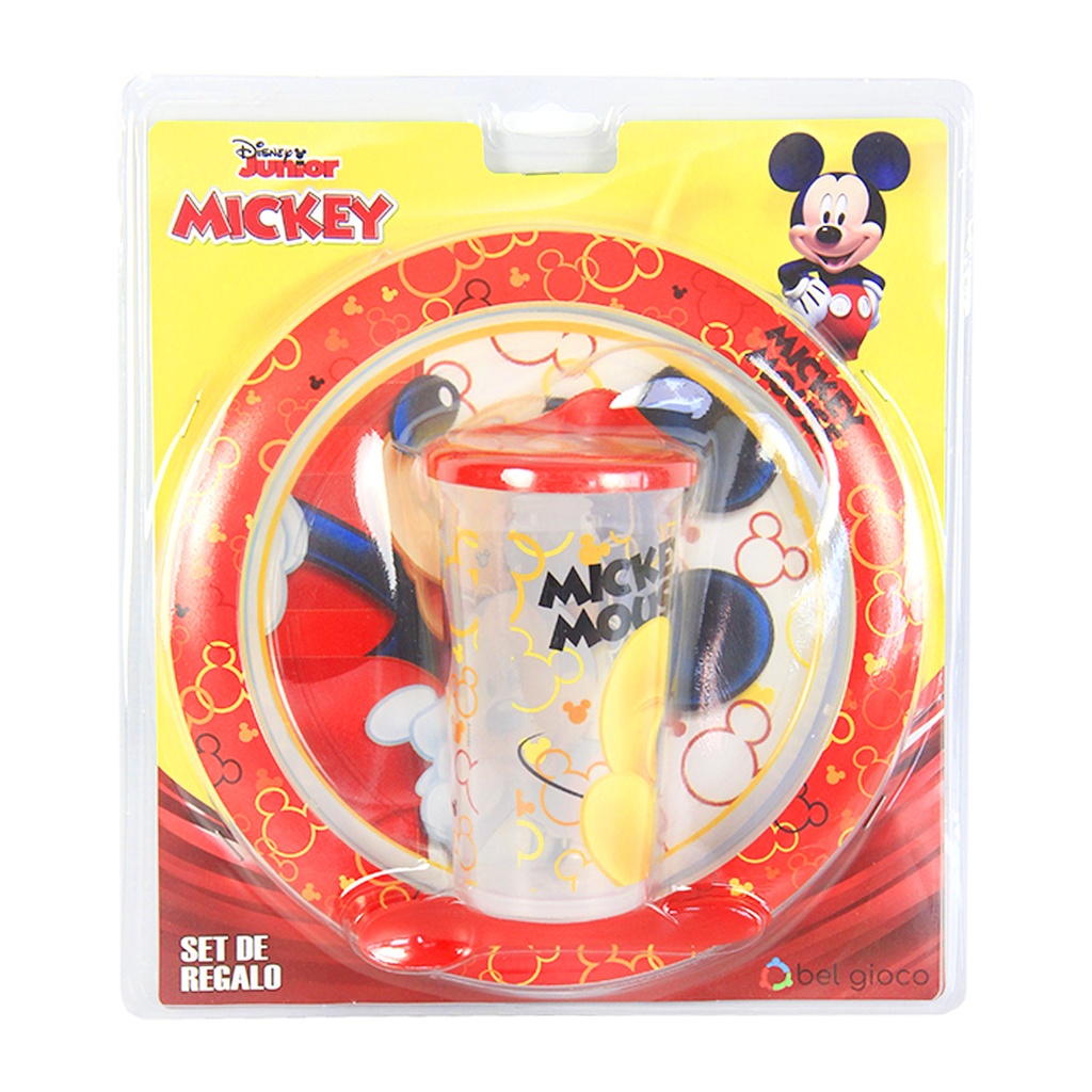 SET DE VASO TAPA CAFE C/ PLATO Y CUCHARA MICKEY E/ BL