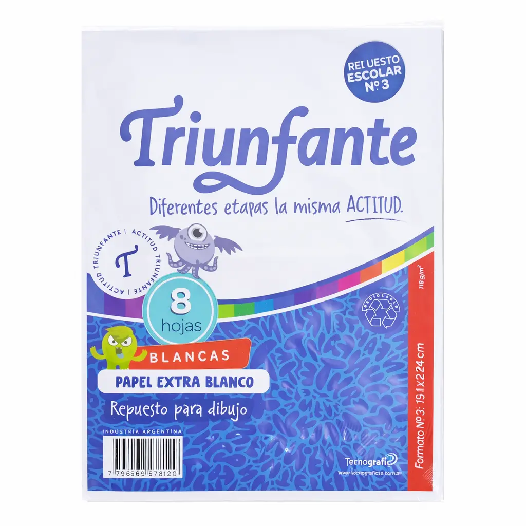 REPUESTO DIBUJO TRIUNFANTE N°3 BLANCO X 8HJS E/ BO