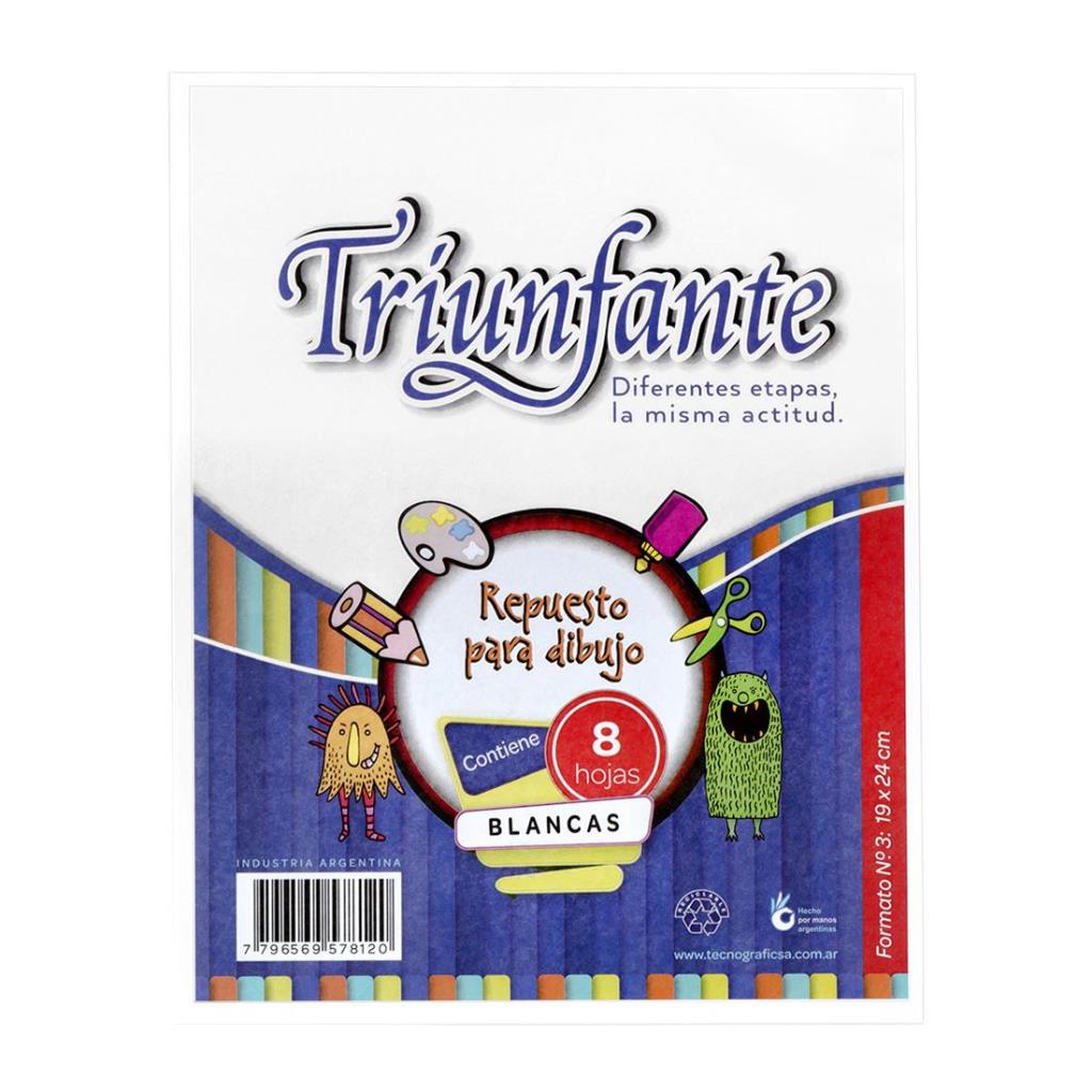 REPUESTO DIBUJO TRIUNFANTE N°3 BLANCO X 8HJS E/BO