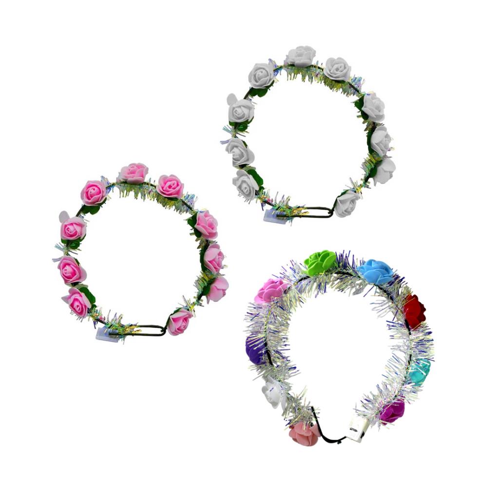 CORONA DE FLORES C/ LUZ 50CM ( YJ0500 )