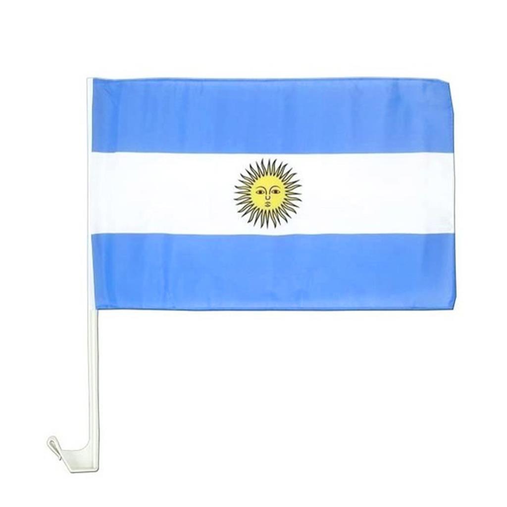 BANDERA ARGENTINA P/ AUTO C/ PALO BLANCO ( WA-520 )