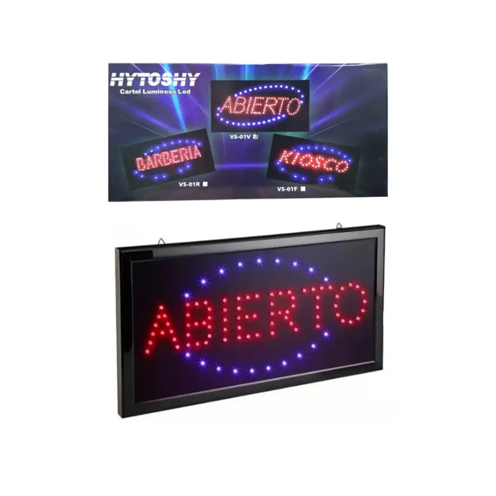 CARTEL LUMINOSO ABIERTO 48cm x 25cm e/Cj ( VS-01V )