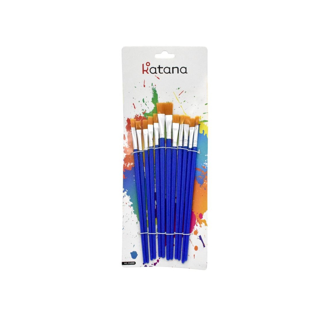 SET DE PINCELES PUNTA CHATA x 12 E/ BO ( 514888 )