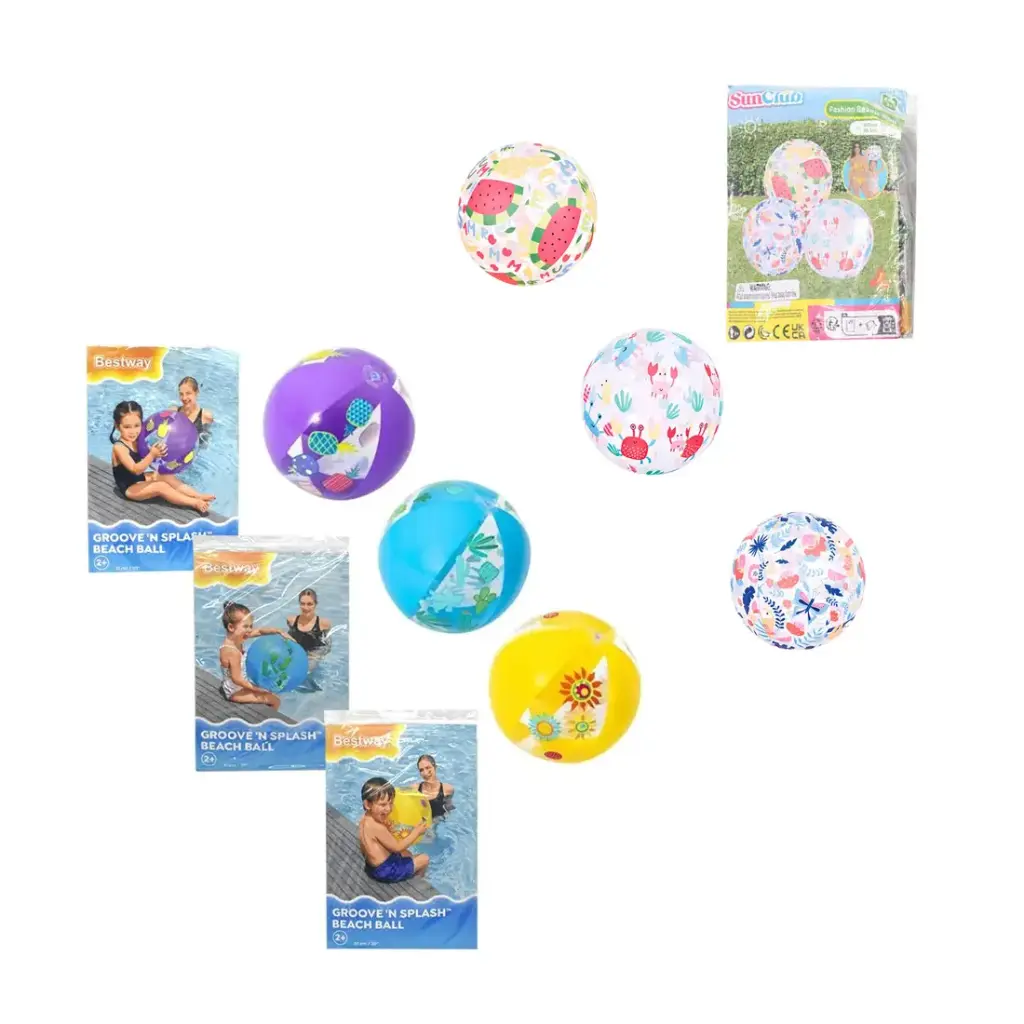PELOTA INFLABLE INFANTIL 50CM E/ BO ( 53012 / 31036 )