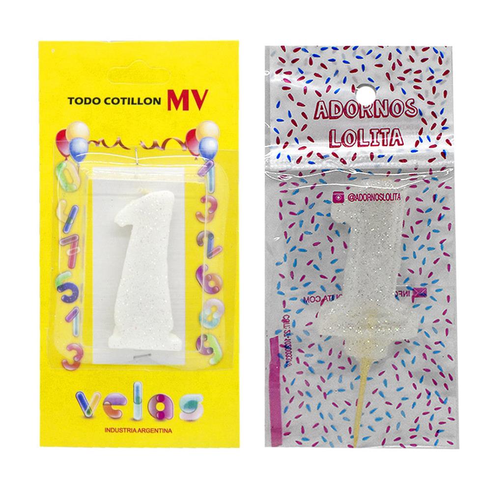 VELA DE CUMPLEAÑOS BLANCA NUMERO 1