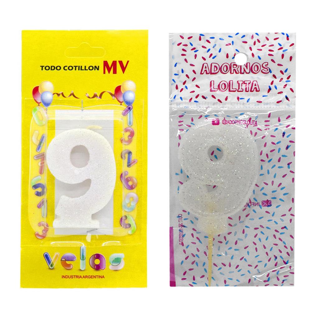 VELA DE CUMPLEAÑOS BLANCA NUMERO 9