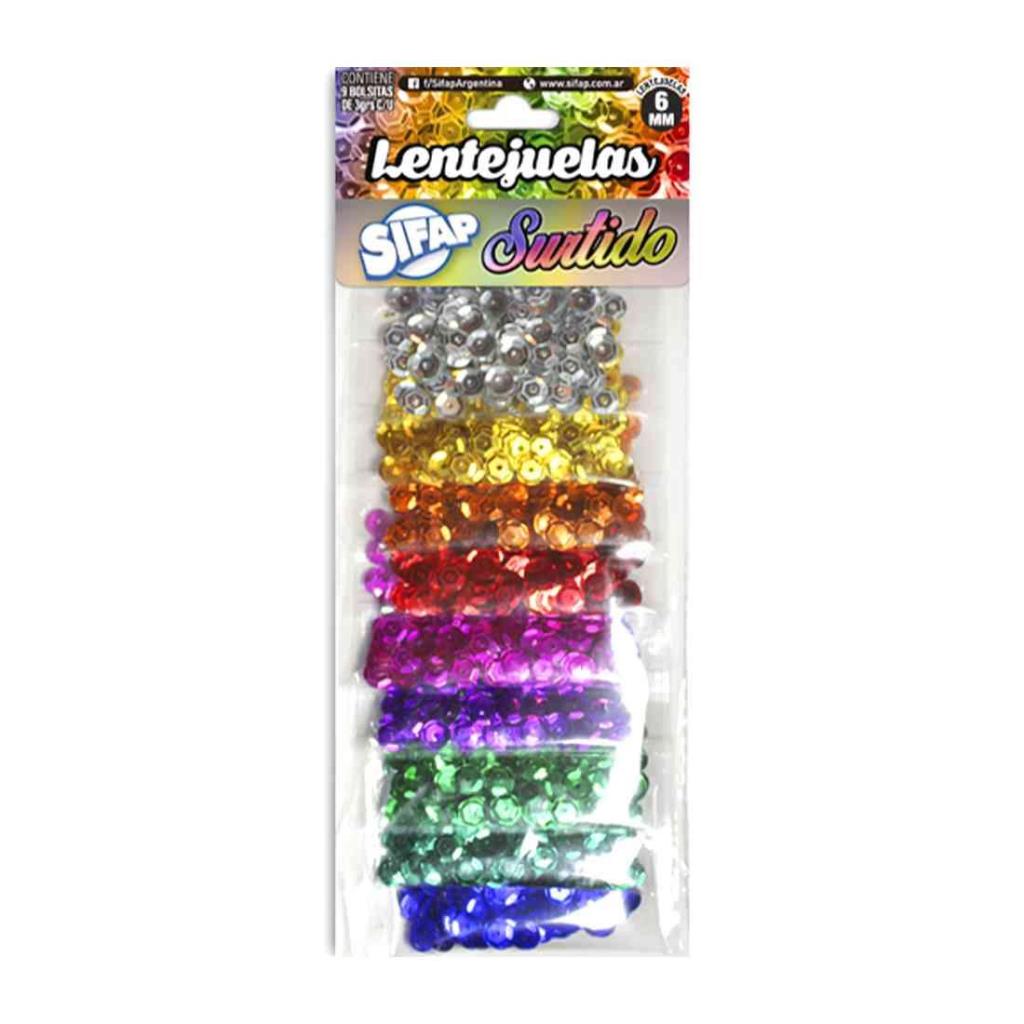 LENTEJUELAS SIFAP COLORES x9 e/Bo