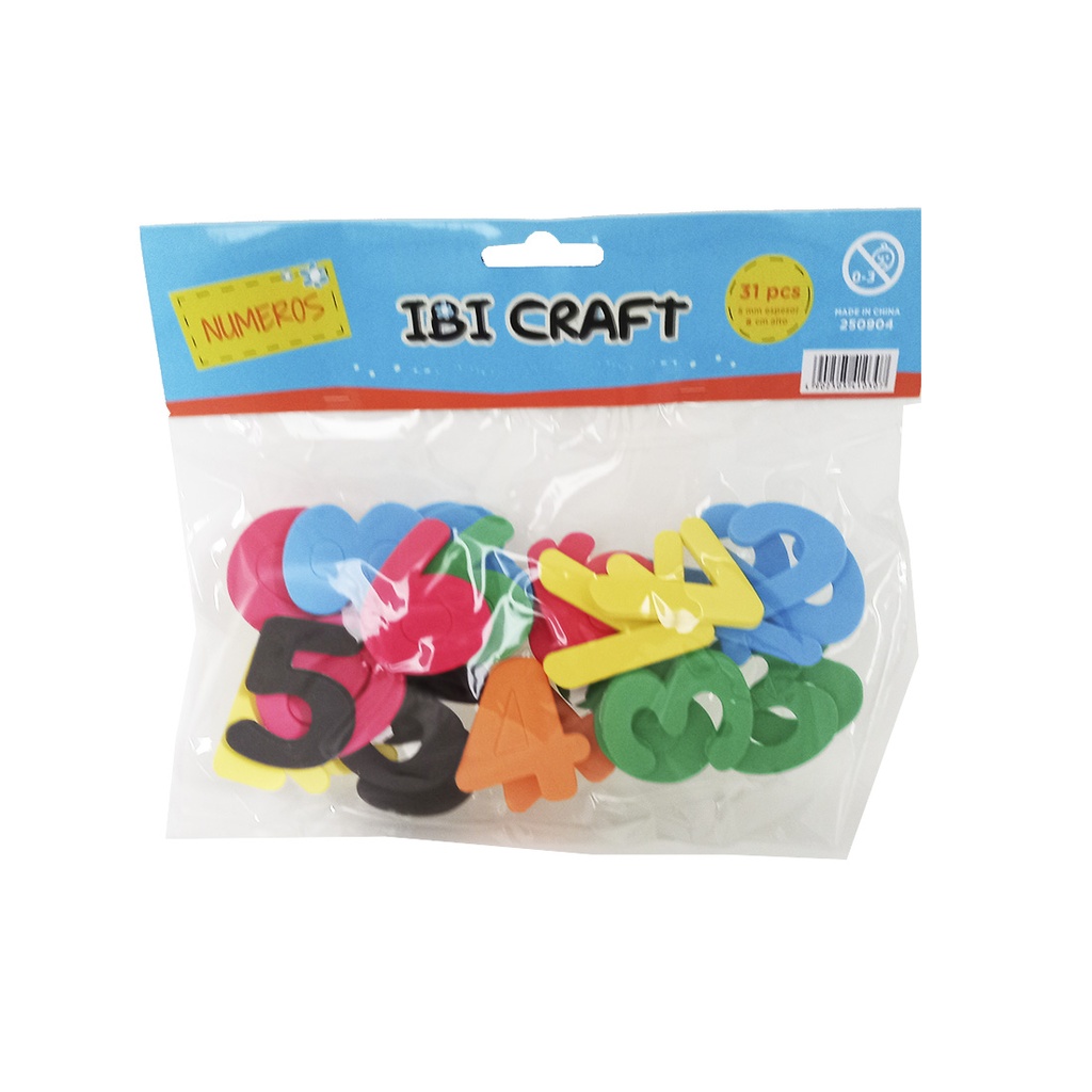 NUMEROS GOMA EVA ADHESIVO IBI CRAFT 5CM X31 PZS E/BO ( 250904 )
