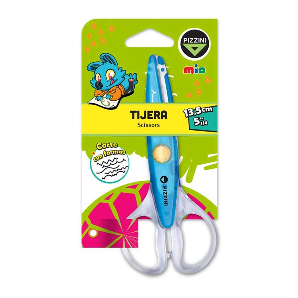 TIJERA ESCOLAR 13.5CM PIZZINI C/FORMAS E/BL ( PS80C )