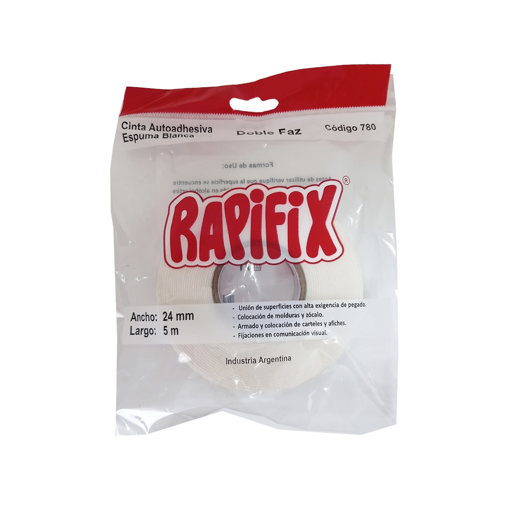 CINTA ADHESIVA RAPIFIX ESPUMA BLANCA DOBLE FAZ 24MM X 5M