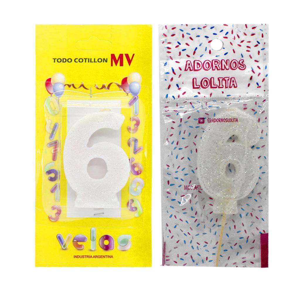 VELA DE CUMPLEAÑOS BLANCA NUMERO 6