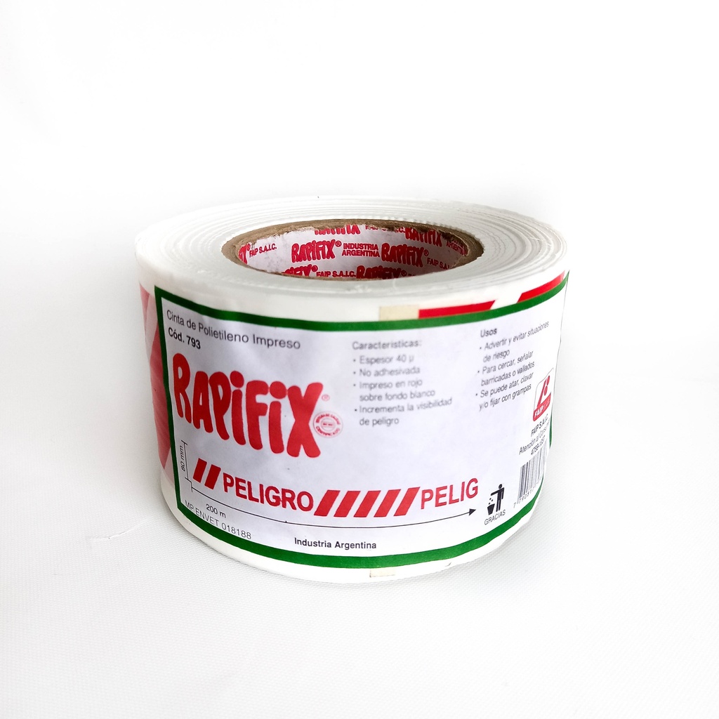 CINTA DE POLIETILENO RAPIFIX PELIGRO 80MM X 200M