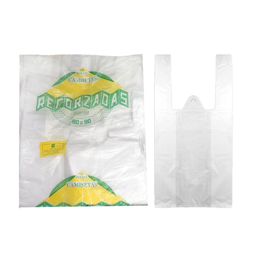 BOLSA CAMISETA REFORZADA 60cm x 80cm x100u