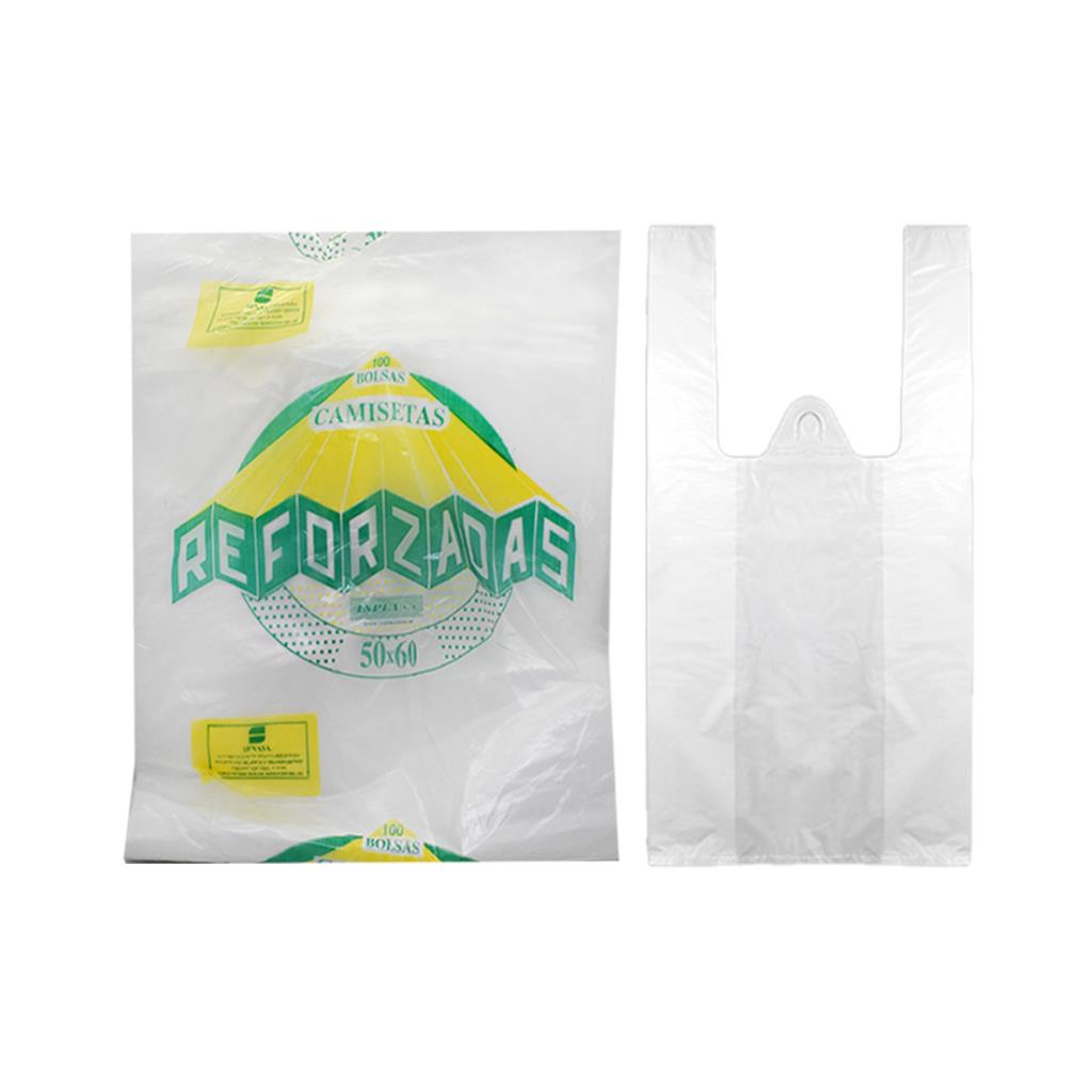BOLSA CAMISETA REFORZADA 50cm x 60cm x 100u