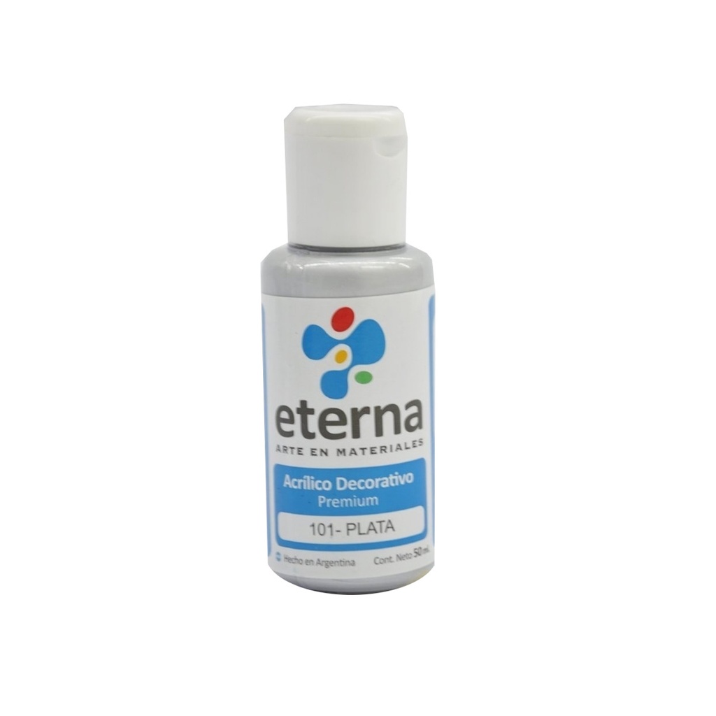 ACRILICO DECORATIVO ETERNA PREMIUM 50ML METALIZADO PLATA ( 101 )