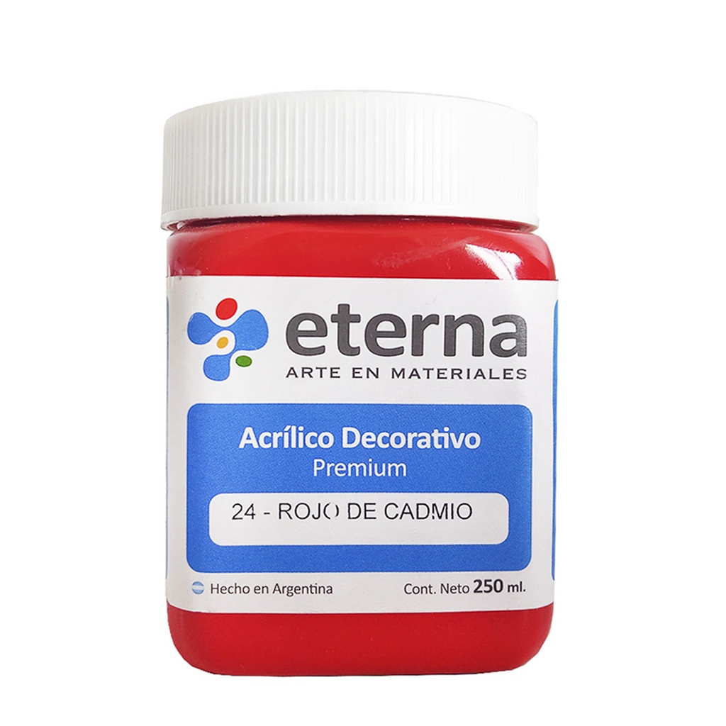 ACRILICO DECORATIVO PREMIUM ETERNA 250ML ROJO DE CADMIO (24)