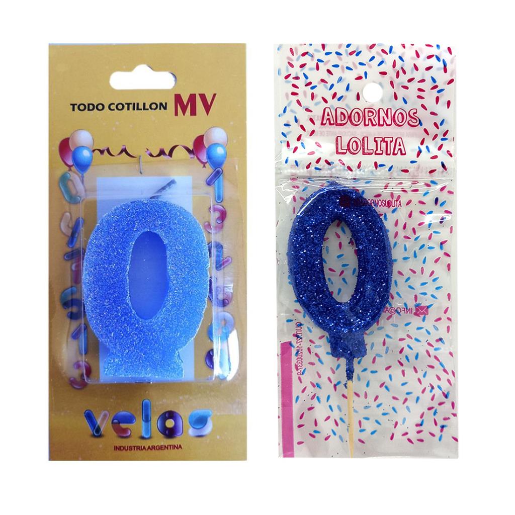 VELA DE CUMPLEAÑOS AZUL NUMERO 0