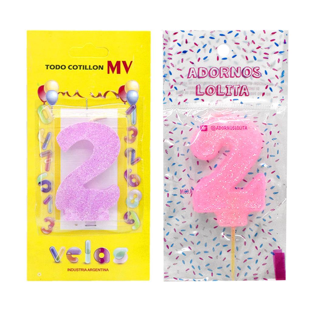 VELA DE CUMPLEAÑOS ROSA NUMERO 2