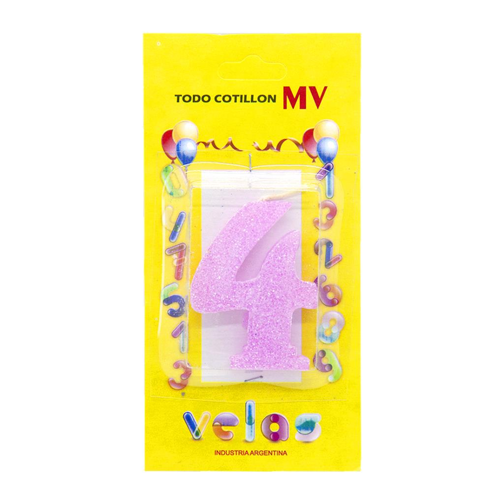 VELA DE CUMPLEAÑOS ROSA NUMERO 4