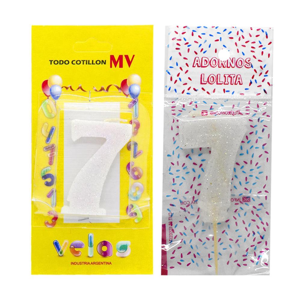 VELA DE CUMPLEAÑOS BLANCA NUMERO 7